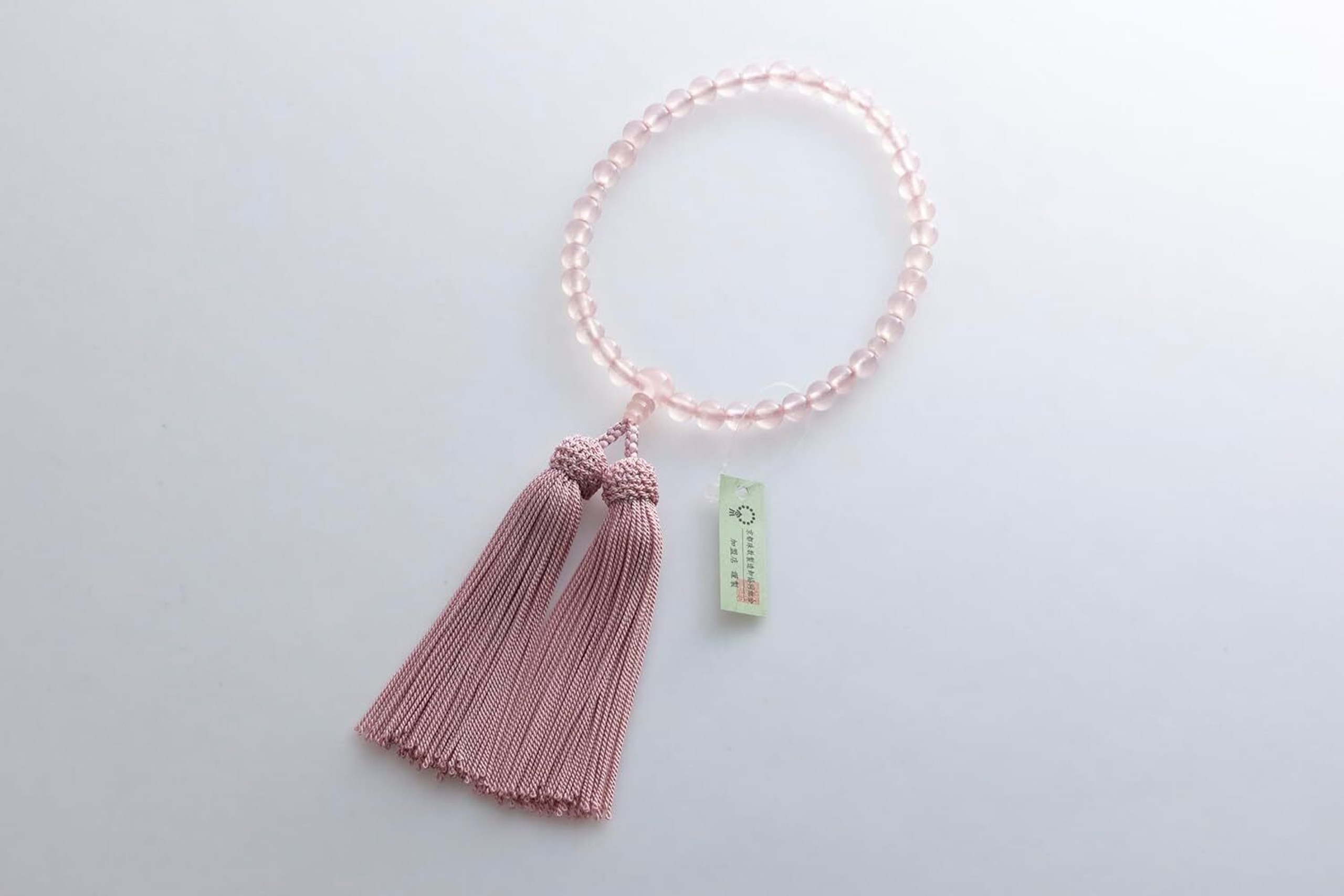 Rose quartz juzu beads in soft pink