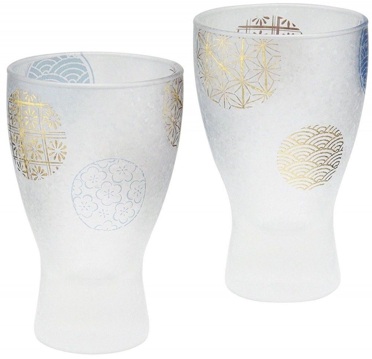 Japanese glass Sake cup set of 2 Guinomi Ochoko glass Marumon from Japan